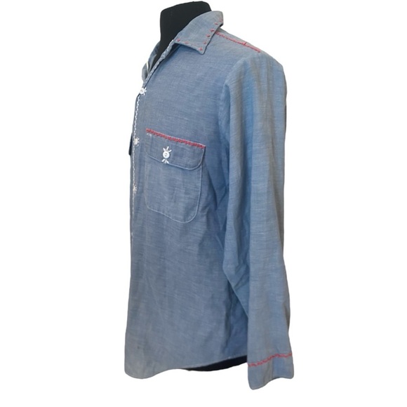 Big Mac JC Penny Mens Vintage Non Iron Blue Button Up Shirt - Picture 2 of 10